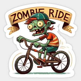 Zombie Ride - Zombie boy on bike Sticker